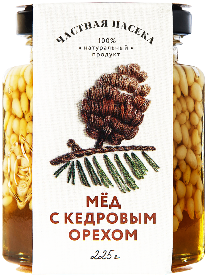 Мед ЧАСТНАЯ ПАСЕКА с кедровым орехом, 225г