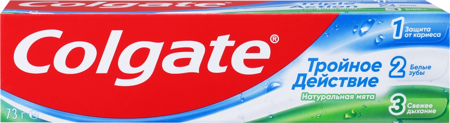 Зубная паста COLGATE Тройное действие Натуральная мята для защиты от кариеса, удаления потемнений с зубов и свежего дыхания, 50мл