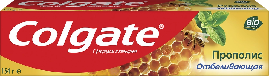 Зубная паста COLGATE Прополис отбеливающая с натуральными ингредиентами для бережного отбеливания зубов и сохранения здоровья десен, 100мл