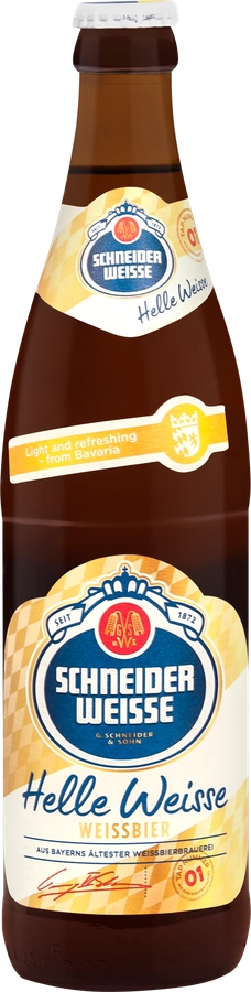 Пиво светлое SCHNEIDER Weisse Helle Weisse Weissbier Tap 01 нефильтрованное непастеризованное 4,9%, 0.5л