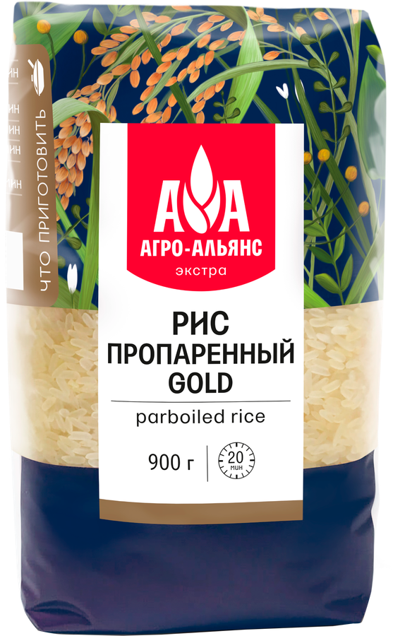 Рис пропаренный АГРО-АЛЬЯНС Gold, 900г