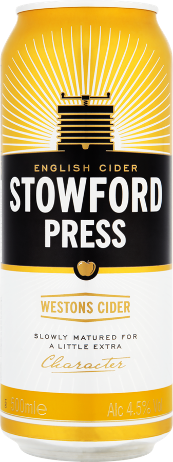 Сидр игристый STOWFORD PRESS Яблочный натурального брожения, 4,5%, полусухой, ж/б, 0.5л