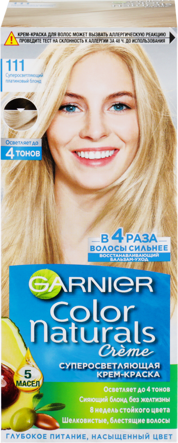 Краска для волос COLOR NATURALS 111 Платиновый блонд, с 3 маслами, 110мл