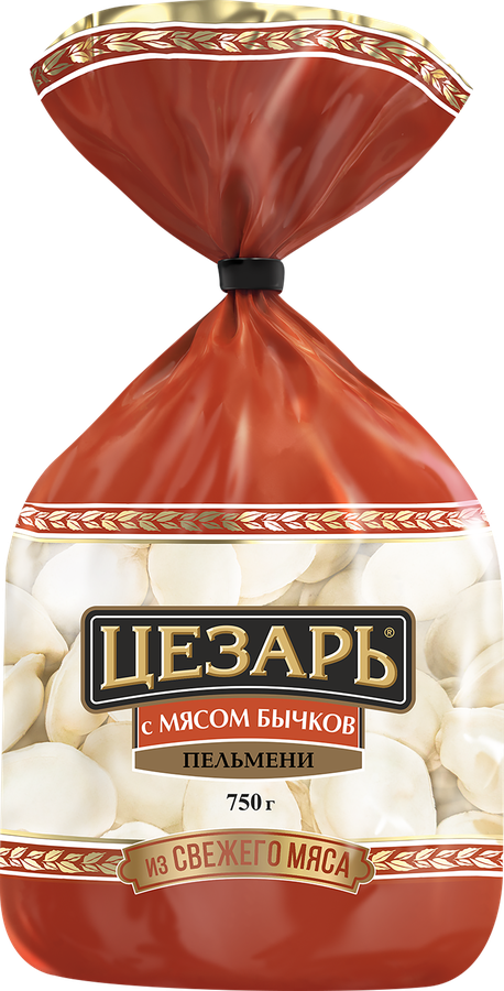 Пельмени ЦЕЗАРЬ с мясом бычков, категория Б, 750г