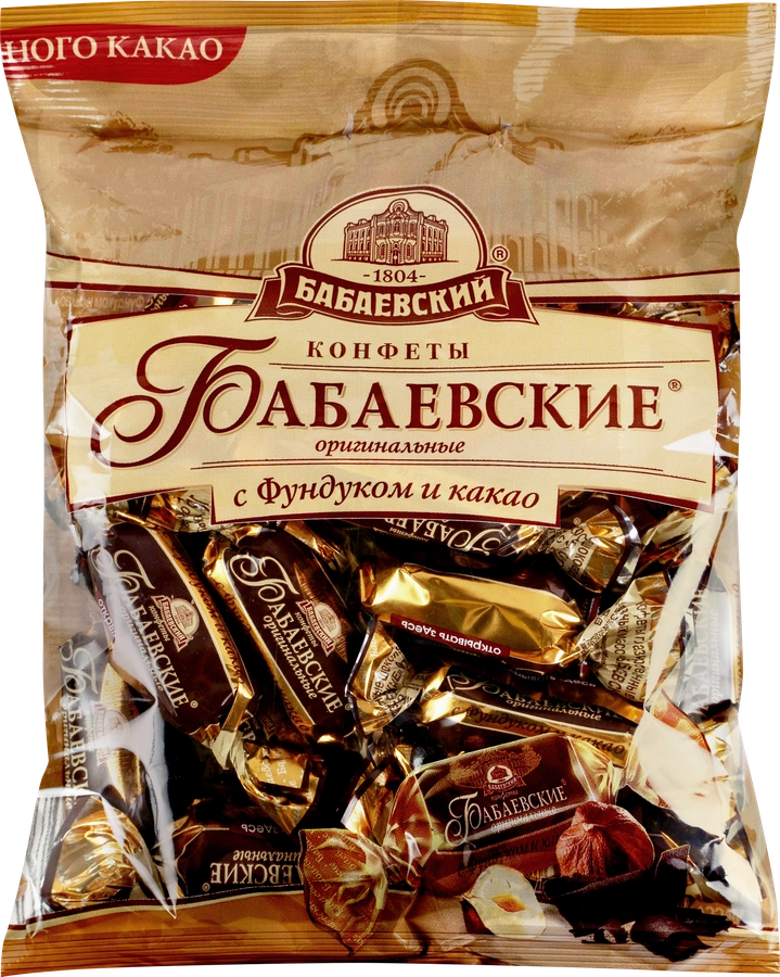 Конфеты БАБАЕВСКИЙ Оригинальные с фундуком и какао, 200г