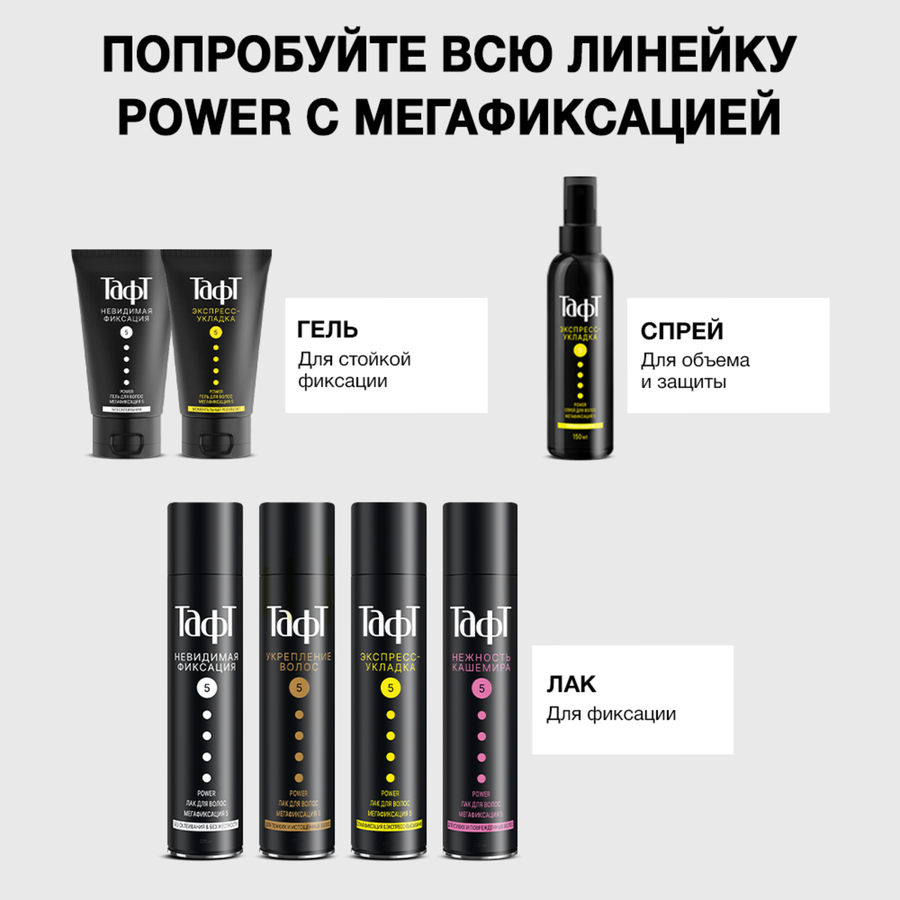 Лак для волос ТАФТ Power Экспресс-укладка, мегафиксация, 225мл, предпросмотр
