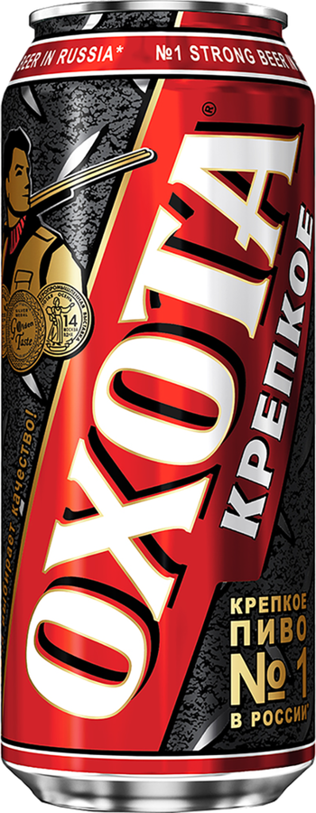 Пиво светлое ОХОТА крепкое, 8,1%, ж/б, 0.45л
