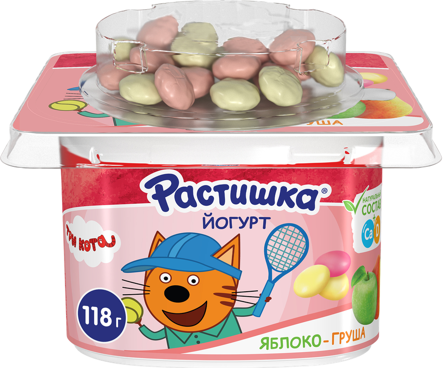 Йогурт для детей РАСТИШКА Яблоко, груша с печеньем 3%, без змж, 118г