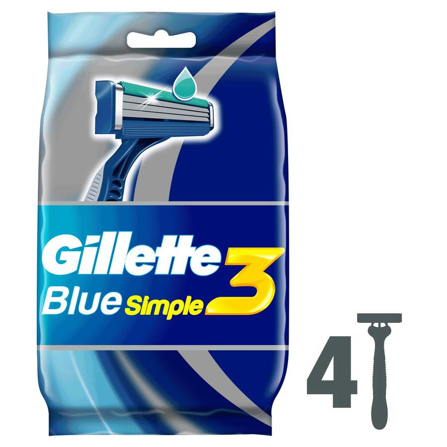 Станок для бритья одноразовый GILLETTE Disposable Blue Simple 3, 4шт, превью