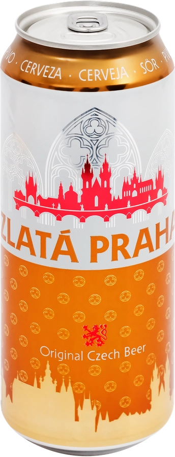 Пиво светлое ZLATA PRAHA фильтрованное пастеризованное, 4,7%, ж/б, 0.5л