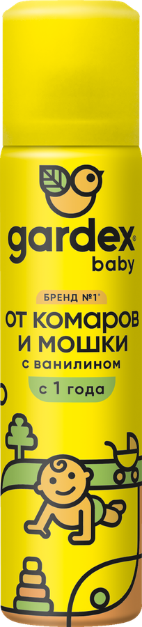 Аэрозоль от комаров и мошки детский GARDEX Baby 1+, 80мл