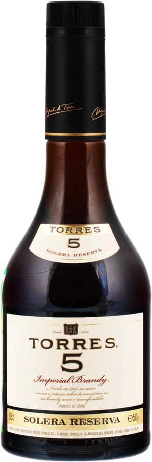 Бренди TORRES 5 Solera Reserva 38%, 0.5л