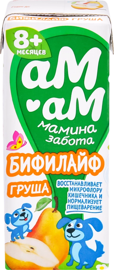 Биопродукт кисломолочный для детей АМ-АМ МАМИНА ЗАБОТА Бифилайф Груша 2,5%, с 8 месяцев, без змж, 210г