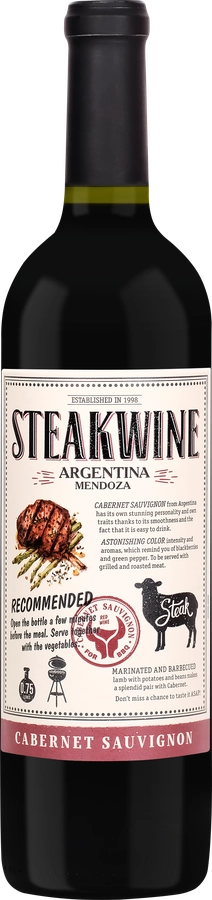 Вино STEAKWINE Каберне Совиньон Мендоса красное полусухое, 0.75л