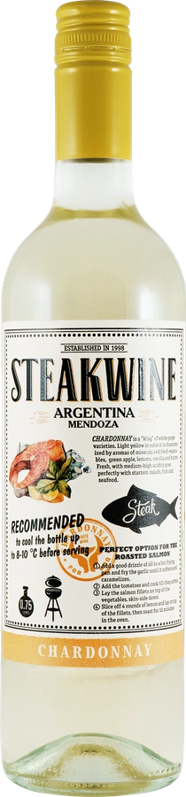 Вино STEAKWINE Шардоне Мендоса белое полусухое, 0.75л