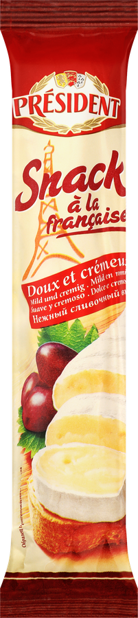 Сыр мягкий PRESIDENT Snacka a la francaise с белой плесенью 60%, без змж, 170г