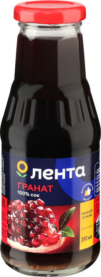 Сок ЛЕНТА Гранатовый прямого отжима, 0.31л