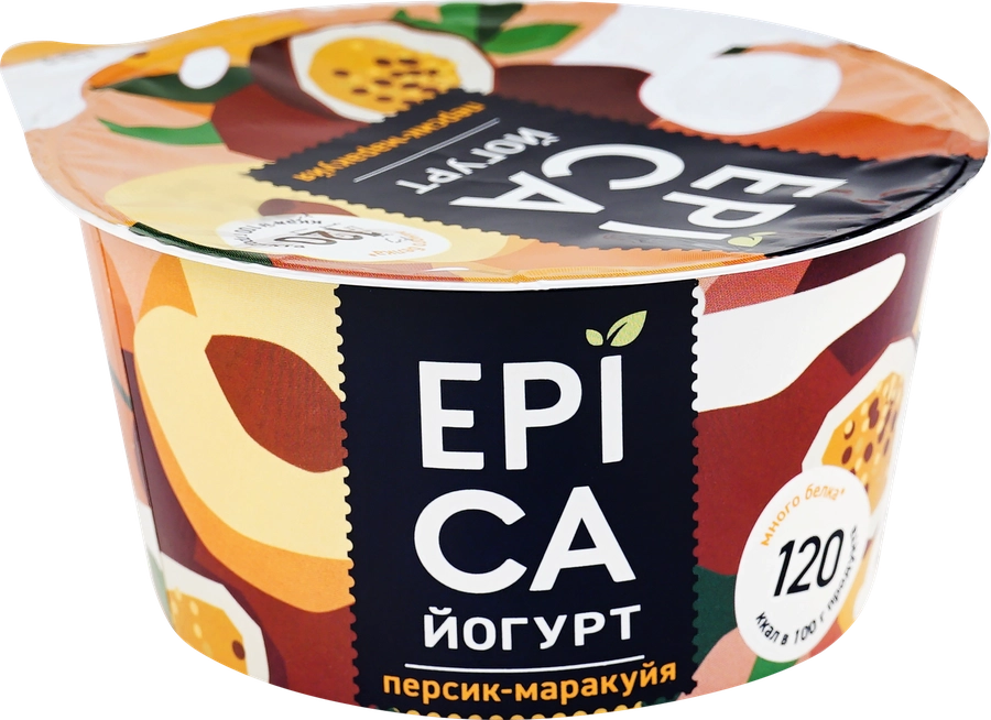 Йогурт EPICA с персиком и маракуйей 4,8%, без змж, 130г