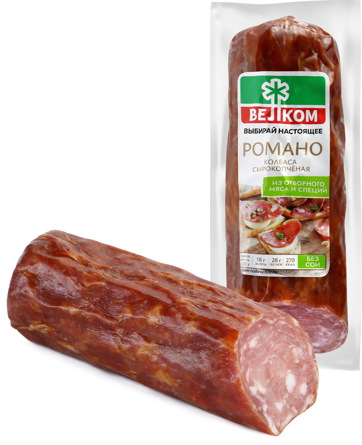 КолбасасырокопченаяВЕЛКОМРоманососрезом,235г