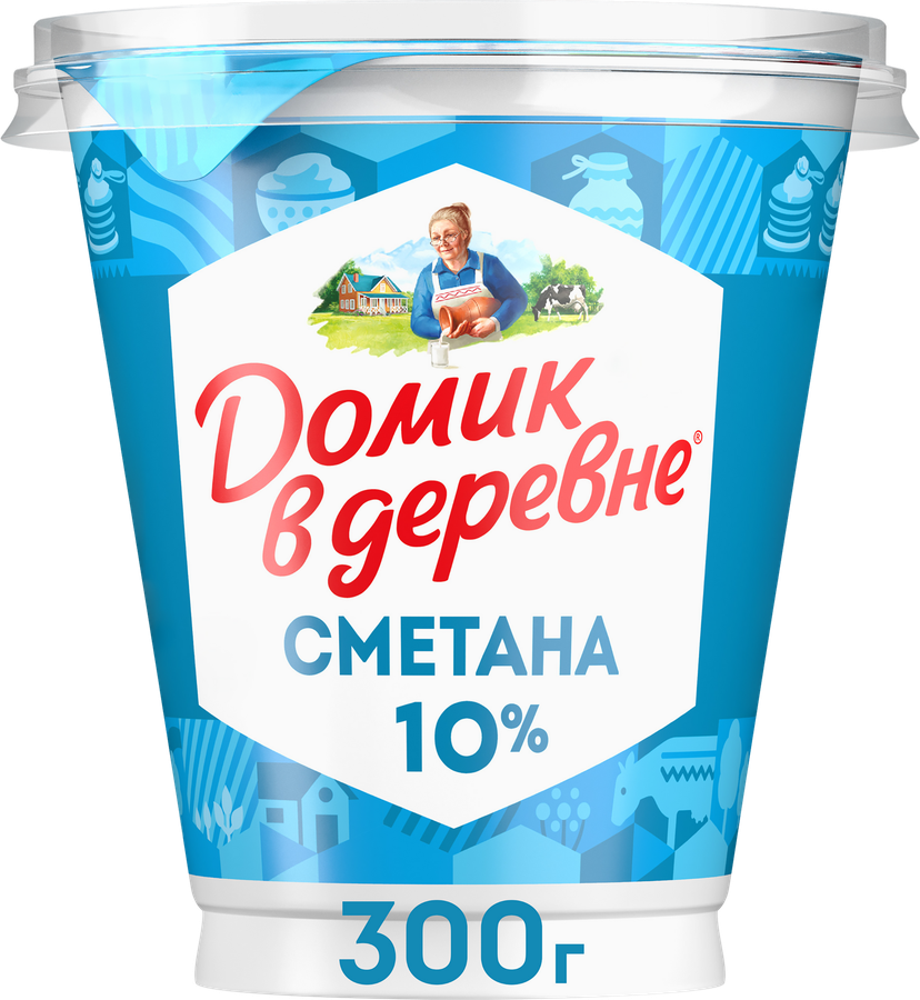 Сметана ДОМИК В ДЕРЕВНЕ 10%, без змж, 300г