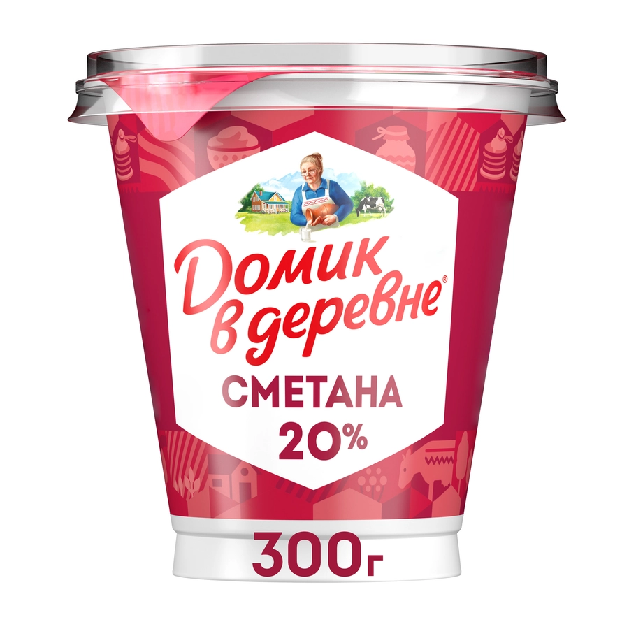 Сметана ДОМИК В ДЕРЕВНЕ 20%, без змж, 300г