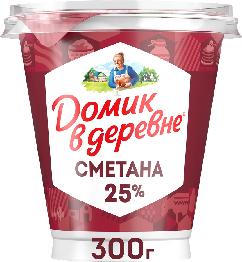 Сметана ДОМИК В ДЕРЕВНЕ 25%, без змж, 300г