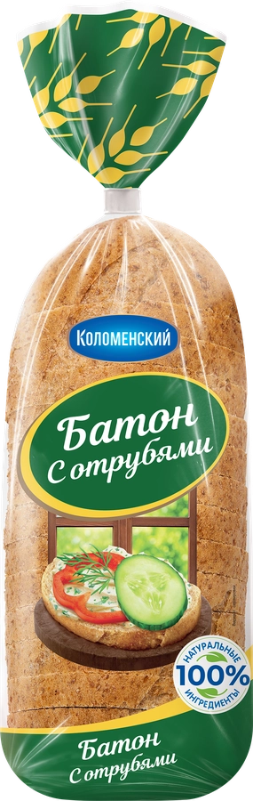 Батон пшеничный КОЛОМЕНСКОЕ с отрубями, 300г