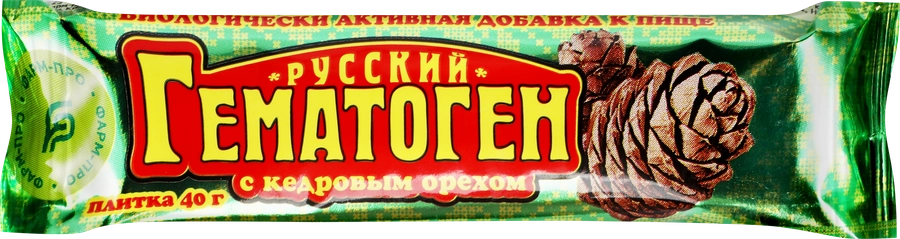 Гематоген РУССКИЙ с кедровым орехом, 40г