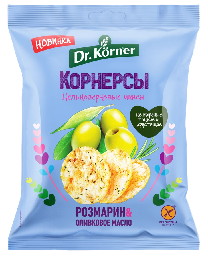 Чипсы рисово-кукурузные DR KORNER с оливковым маслом и розмарином, 50г