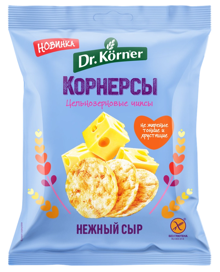 Чипсы рисово-кукурузные DR KORNER с сыром, 50г