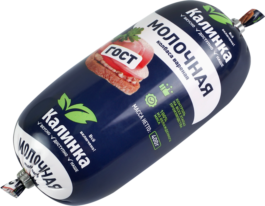 Колбаса вареная КАЛИНКА Молочная ГОСТ, 400г, превью