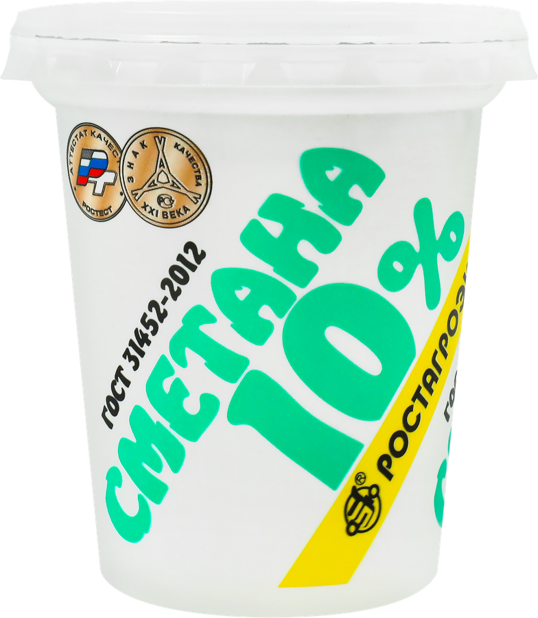 Сметана РОСТАГРОЭКСПОРТ 10%, без змж, 320г