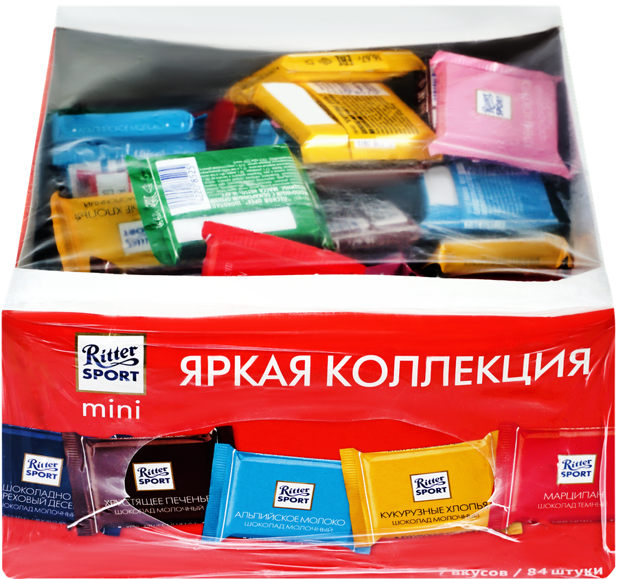 Шоколад RITTER SPORT Яркая коллекция 7 вкусов, 1,4кг