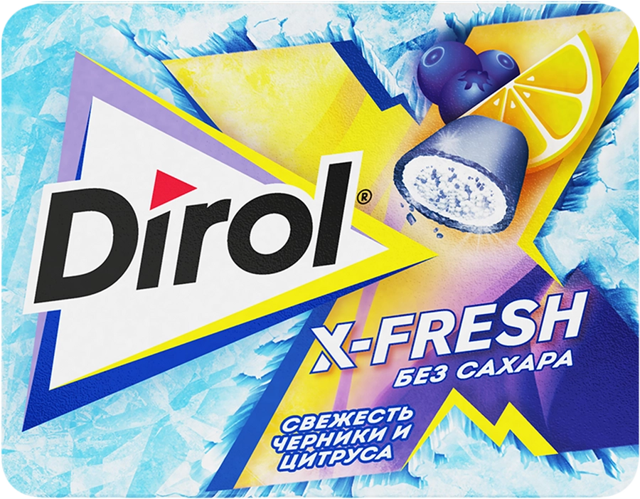 Жевательная резинка DIROL X-fresh Свежесть черники и цитруса, 16г