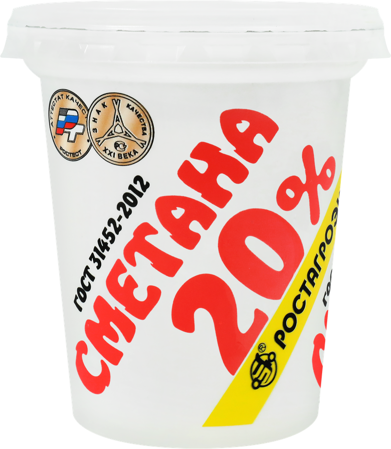 Сметана РОСТАГРОЭКСПОРТ 20%, без змж, 320г