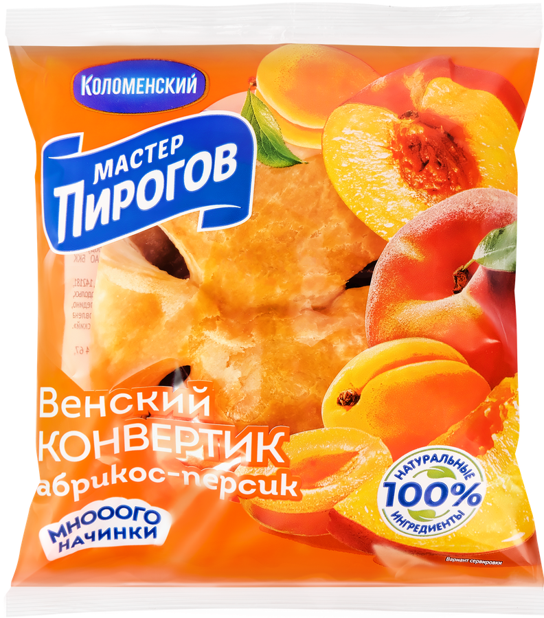 Конвертик слоеный МАСТЕР ПИРОГОВ Венский с абрикосово-персиковой начинкой, 70г