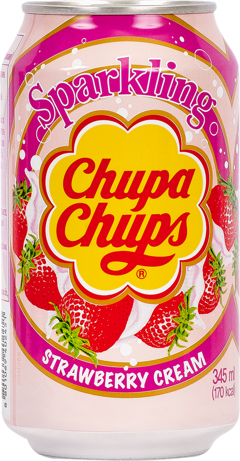 Напиток CHUPA CHUPS Клубничный крем газированный, 0.345л