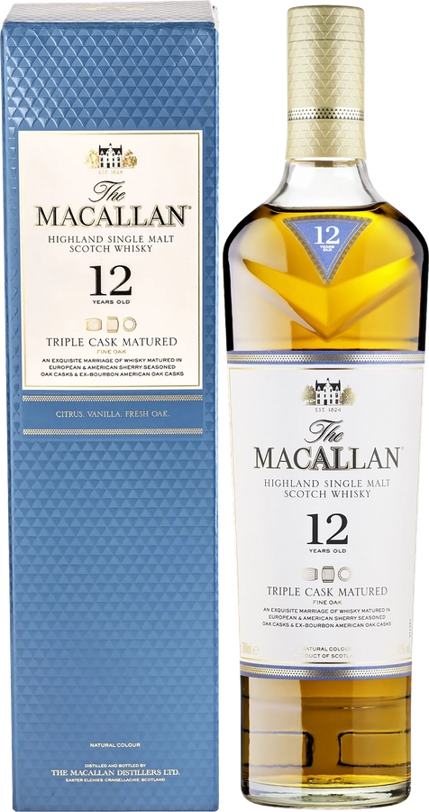 Виски MACALLAN Triple Cask Matured Шотландский односолодовый 12 лет 40%,  п/у, 0.7л