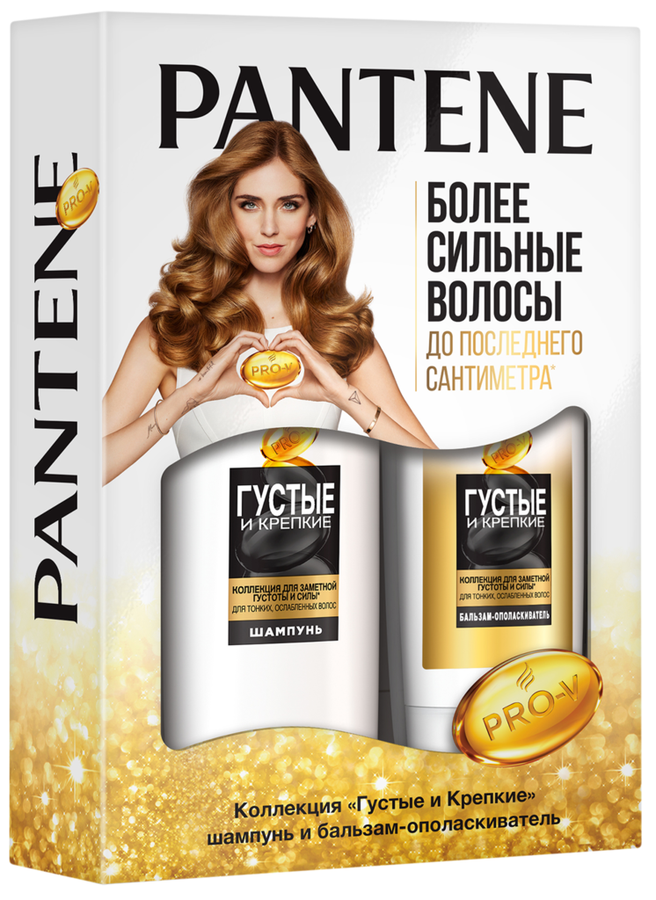 Набор подарочный PANTENE Густые и крепкие Шампунь, 250мл + Бальзам-ополаскиватель, 200м