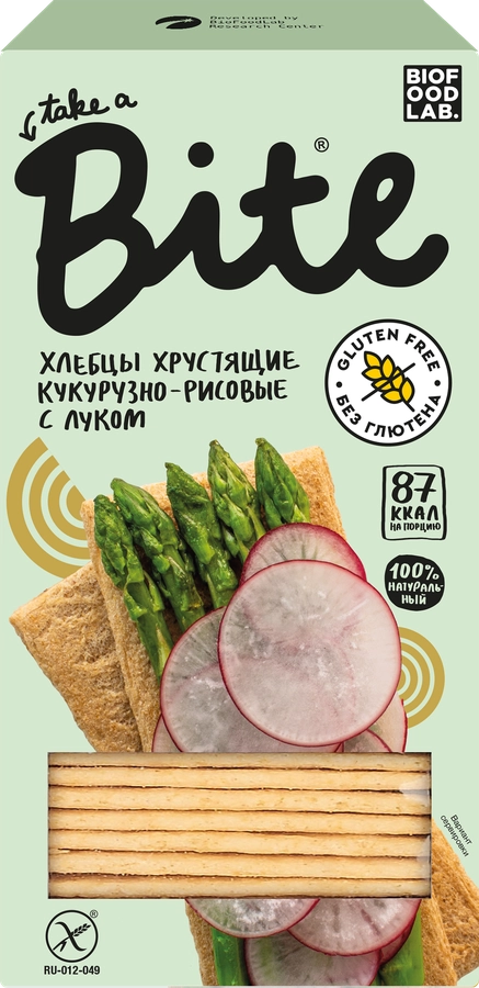 Хлебцы кукурузно-рисовые безглютеновые TAKE A BITE с луком, 150г