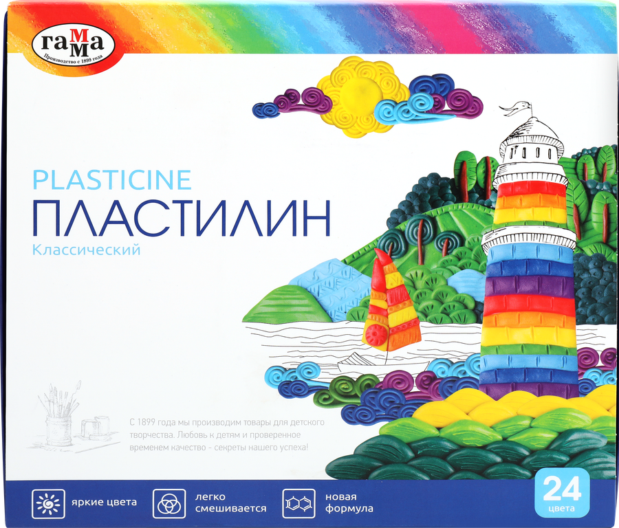 Пластилин ГАММА Классический 24 цвета, со стеком Арт. 281036, 480г