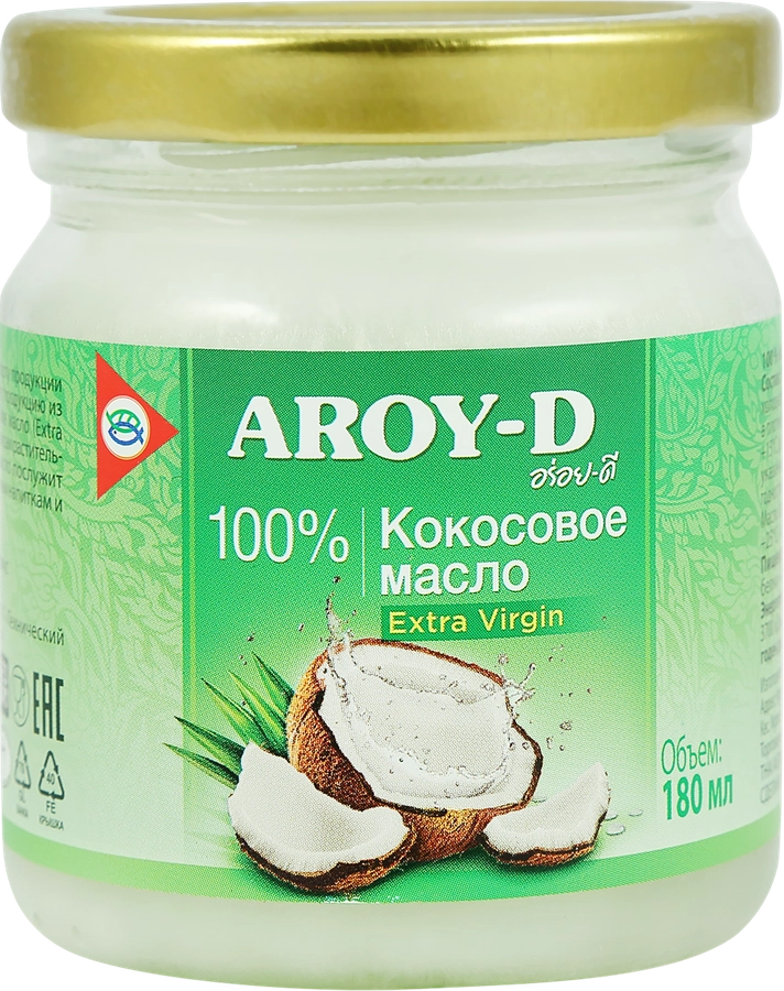 Масло кокосовое AROY-D Extra Virgin, 180мл