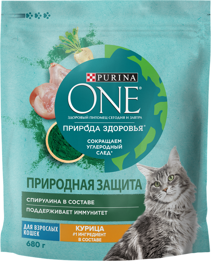 Корм сухой для взрослых кошек PURINA ONE Природа здоровья с высоким  содержанием курицы, 680г