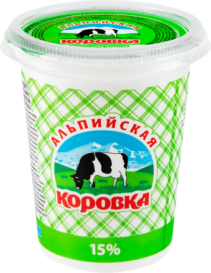 Продукт молокосодержащий АЛЬПИЙСКАЯ КОРОВКА произведенный по технологии сметаны 15%, с змж, 400г