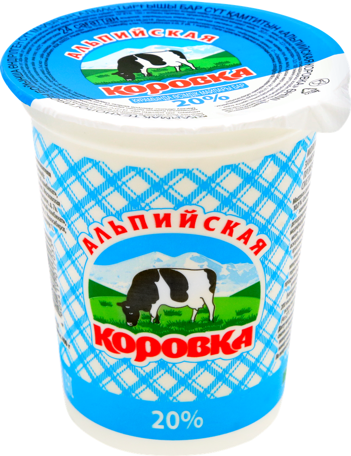 Продукт молокосодержащий АЛЬПИЙСКАЯ КОРОВКА произведенный по технологии сметаны 20%, с змж, 400г