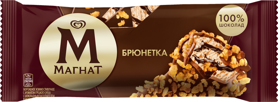 Мороженое МАГНАТ Брюнетка 8%, без змж, эскимо, 74г