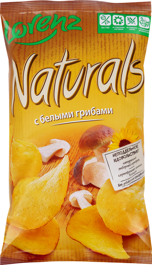 Чипсы картофельные NATURALS с белыми грибами, 100г