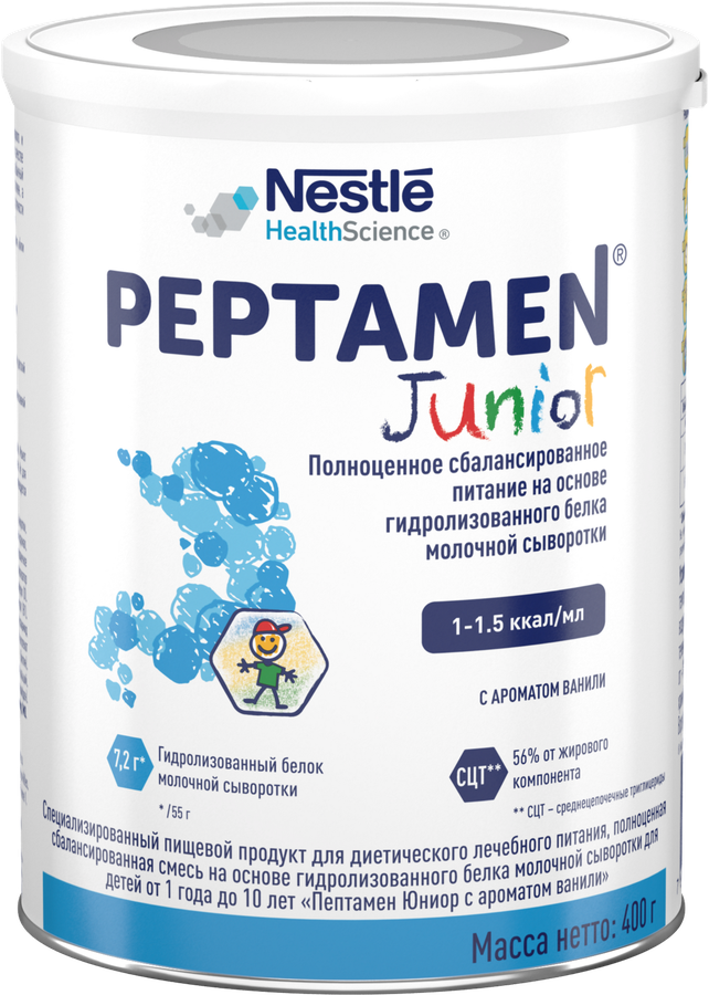 Смесь PEPTAMEN Junior с ароматом ванили, с 1 года до 10 лет, 400г