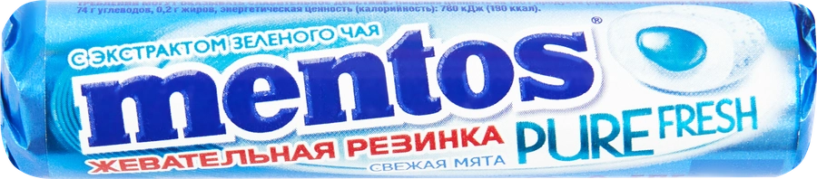 Жевательная резинка MENTOS Pure fresh со вкусом мяты, 15,5г