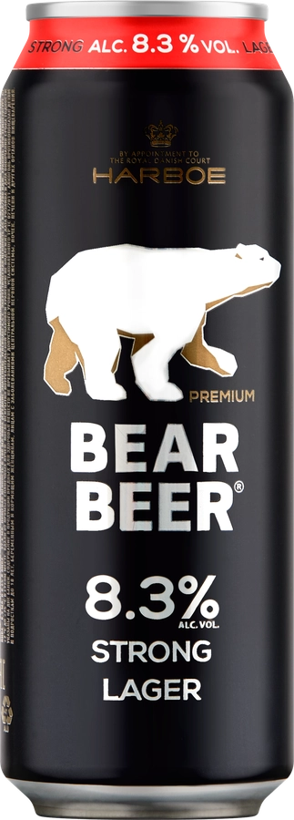 Пиво светлое BEAR BEER Strong lager фильтрованное пастеризованное, 8,3%, ж/б, 0.45л